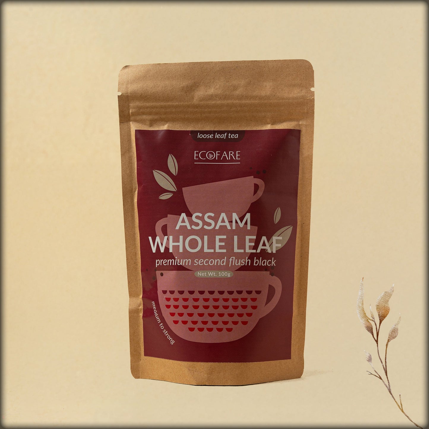 ecofare assam whole leaf premium second flush black loose leaf tea