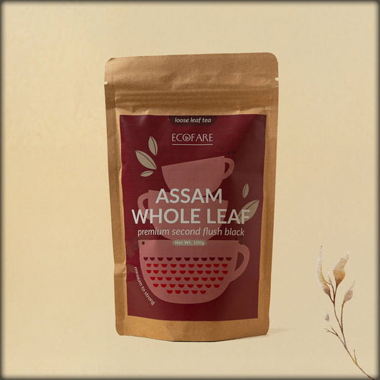 ecofare assam whole leaf premium second flush black loose leaf tea