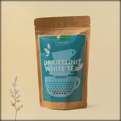 ecofare darjeeling white tea first flush floral tips loose leaf tea
