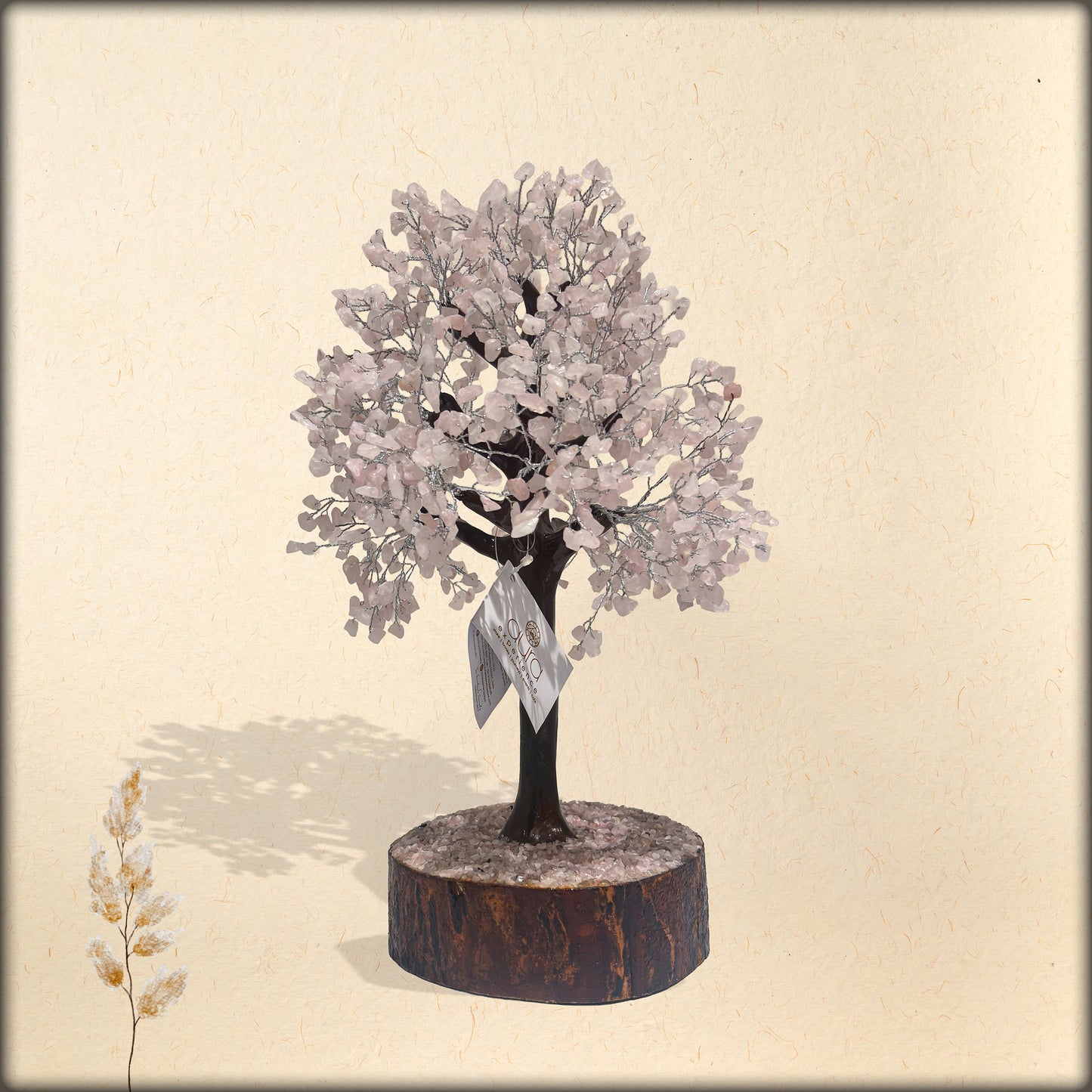 pink quartz crystal tree - large