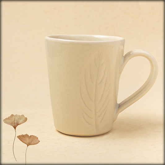 aura ivory leaf design tall mug