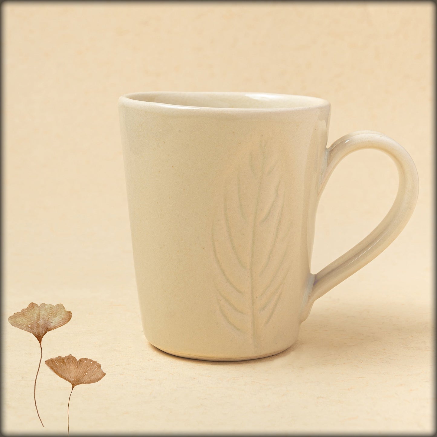aura ivory leaf design tall mug