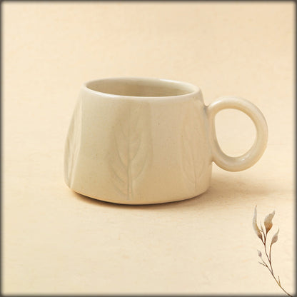 aura ivory leaf design mug