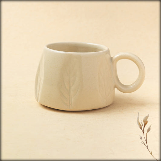 aura ivory leaf design mug