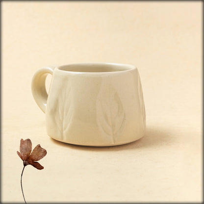 aura ivory leaf design mug