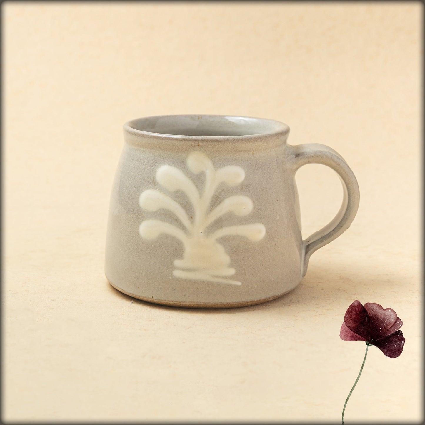 aura light grey tea mug