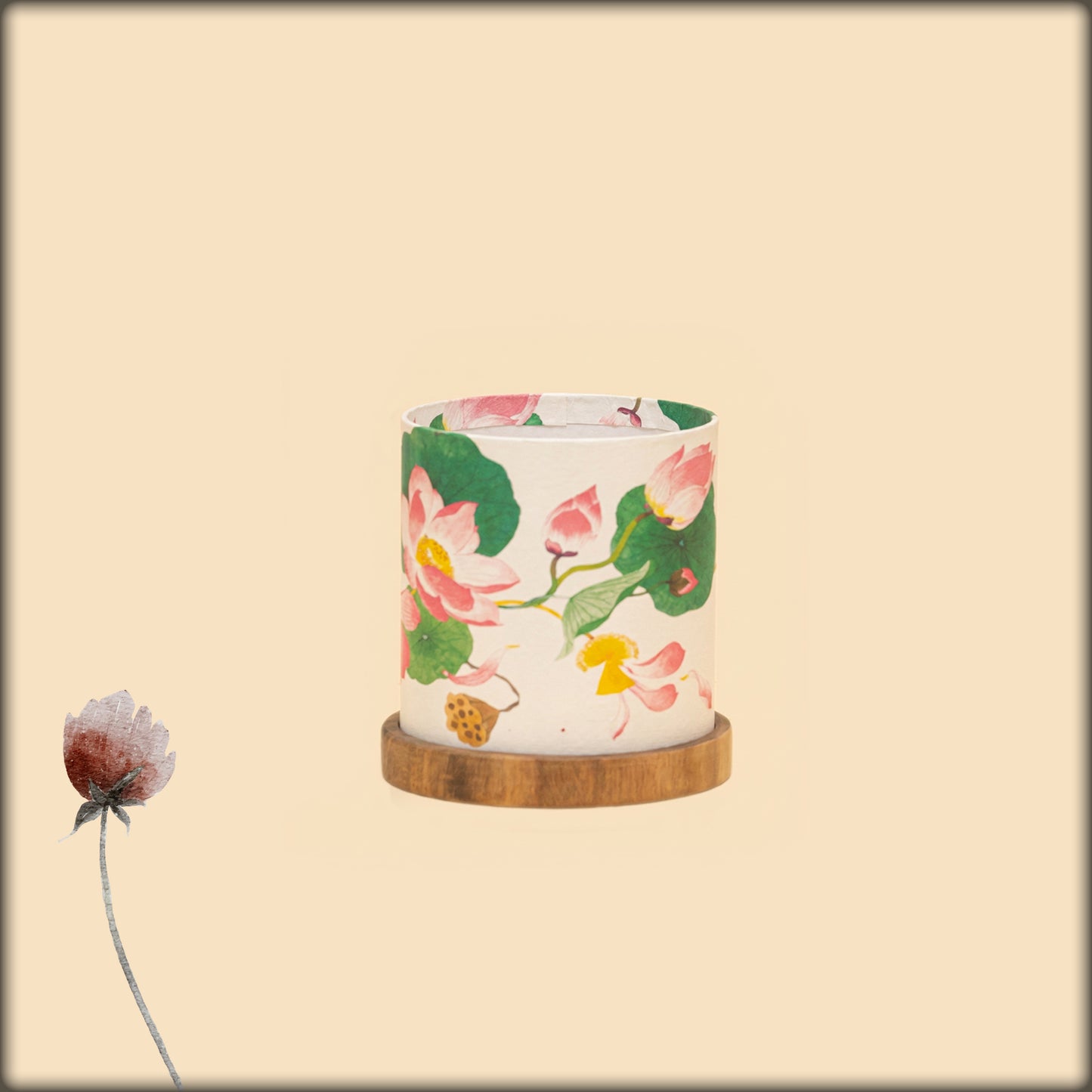 aura lotus petal botanical mini wooden table lamp