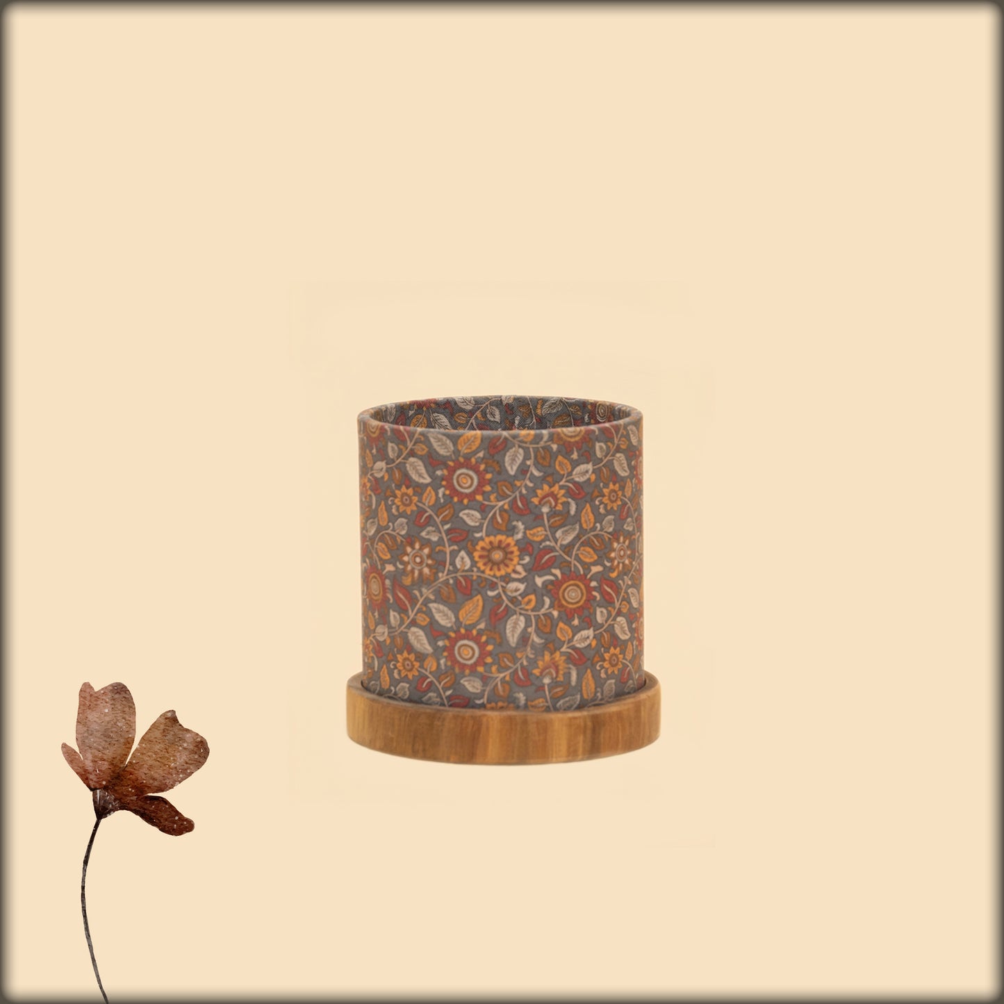 aura autumn harvest floral mini wooden table lamp