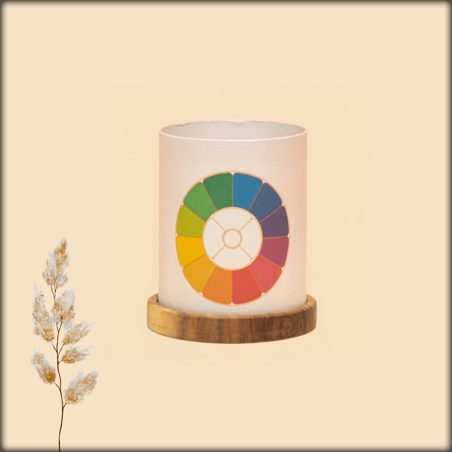 aura rainbow color wheel mini wooden table lamp