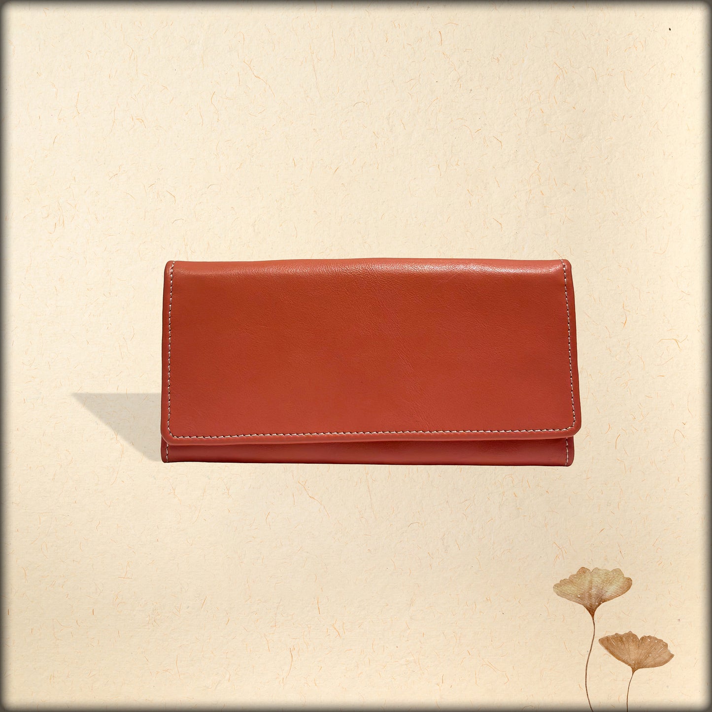 aura summer orange leather women's wallet