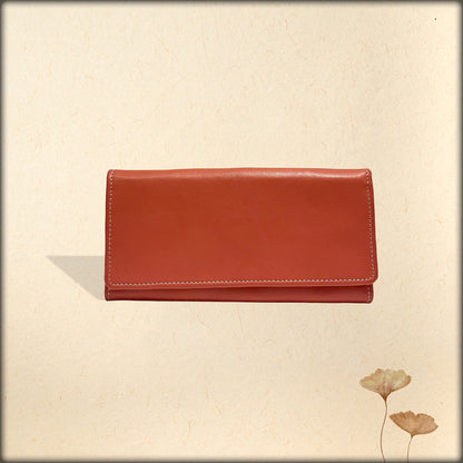 aura summer orange leather women's wallet