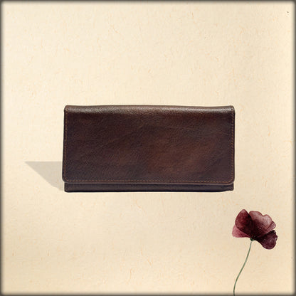 aura chocolate brown leather women's wallet