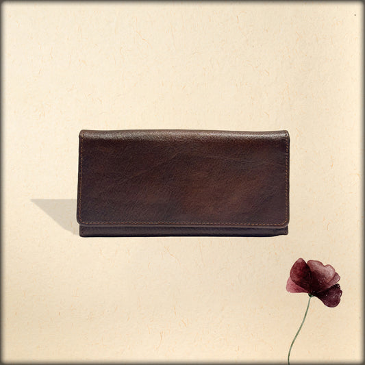 aura chocolate brown leather women's wallet