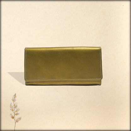 aura champagne gold leather women's wallet