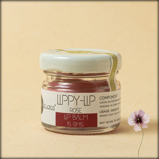 natural Lippy-Lip Rose Lip Balm with Cocoa Butter, Avocado Oil, and Rose Petal Oil – 15 g, comfortable for regular use avaiable at aura experience store puducherry