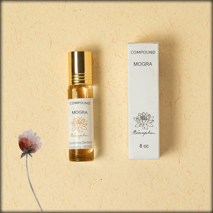 online shopping Natural Mogra attar roll-on perfume oil with a sweet floral fragrance, alcohol-free long-lasting perfume oil ideal for daily use and travel from sri aurobindo ashram available in aura store puducherry