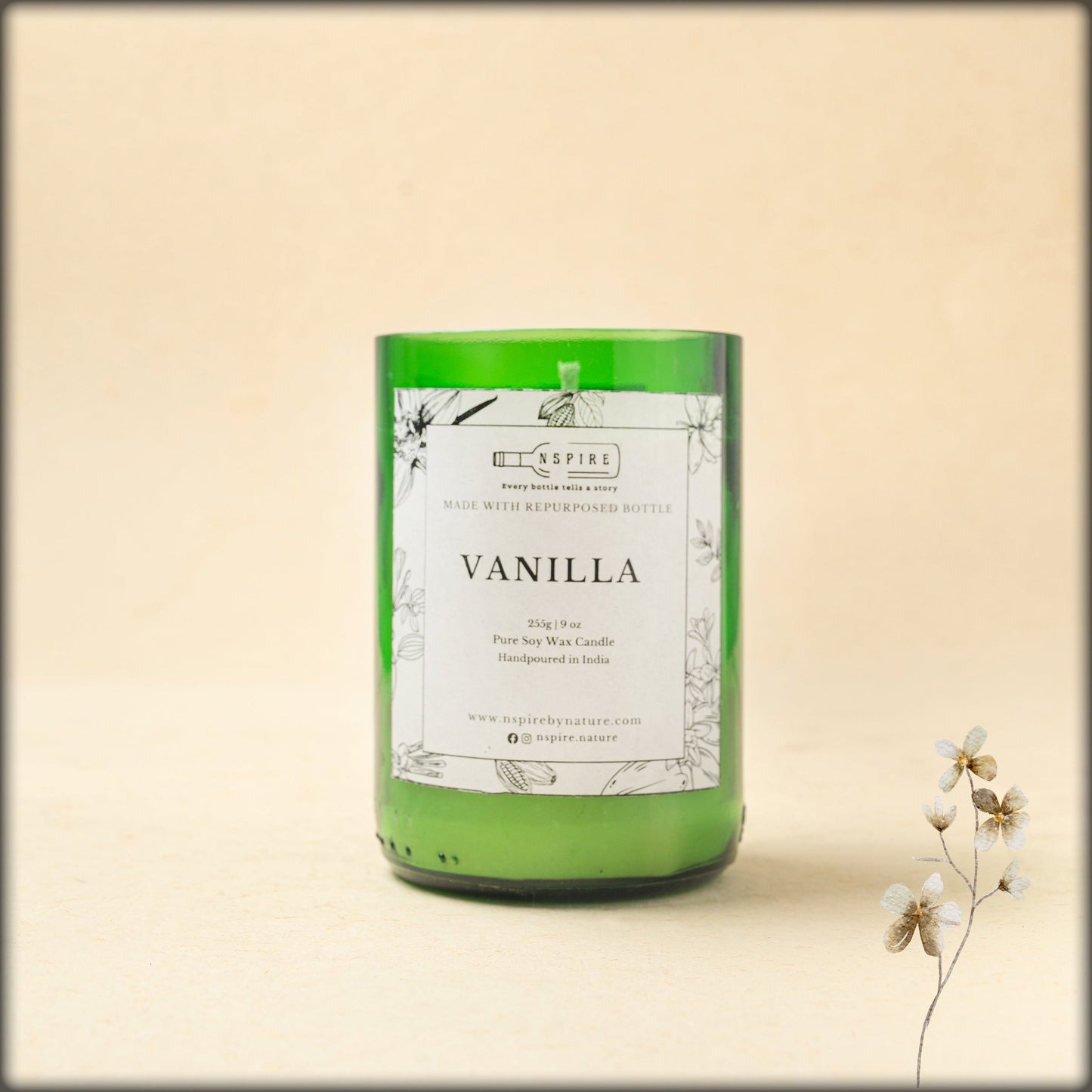 nspire vanilla pure soy wax candle