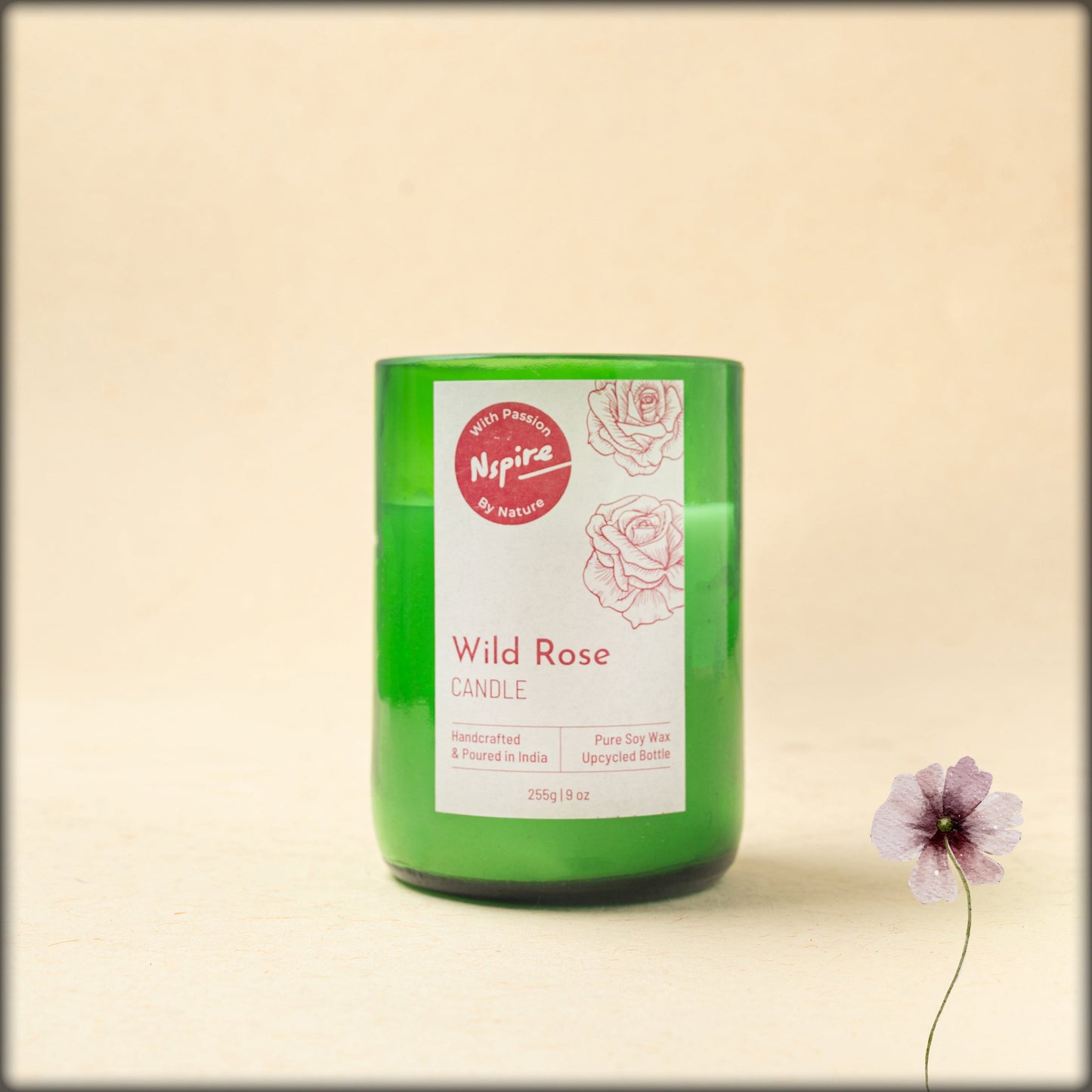 nspire wild rose pure soy wax candle