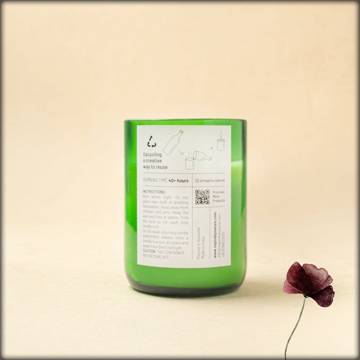 nspire wild rose pure soy wax candle