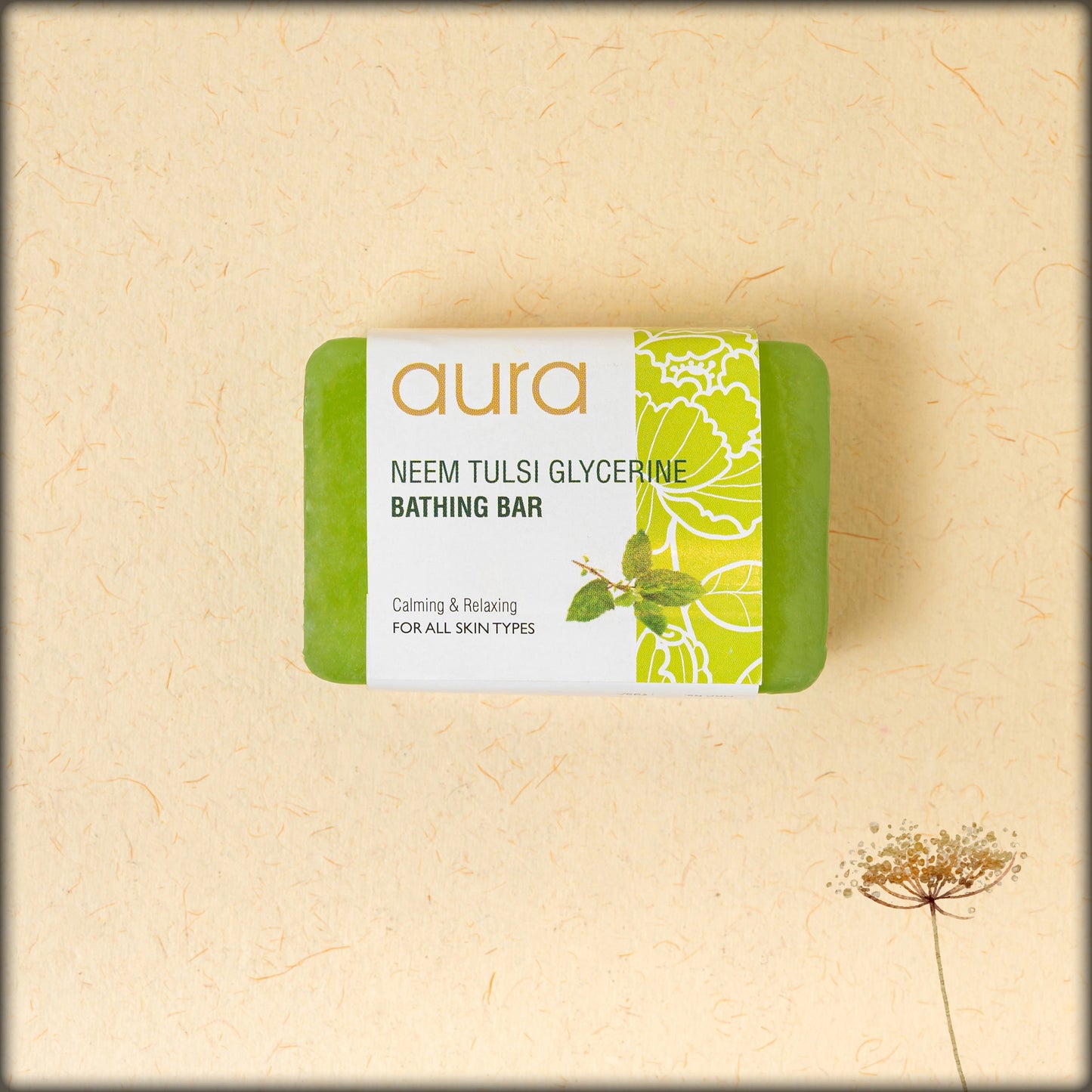 online shopping Neem Tulsi glycerine bathing bar handmade with natural herbs for healthy and refreshed skin at aura store, sri aurobindo society, pondicherry