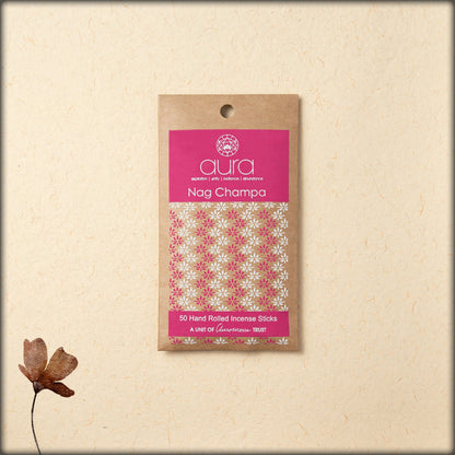 online-shopping-organic-nag-champa-incense-sticks-for-spiritual and-wellness-this-bulk-pack-with-50-mini-sticks-will be-compact-for-travel-available-in-aura-store-puducherry