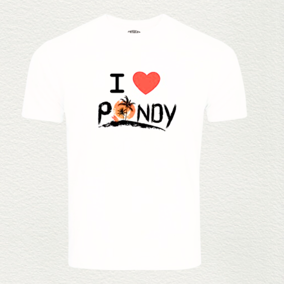 Pondy Half-Sleeve Men White  T-Shirt