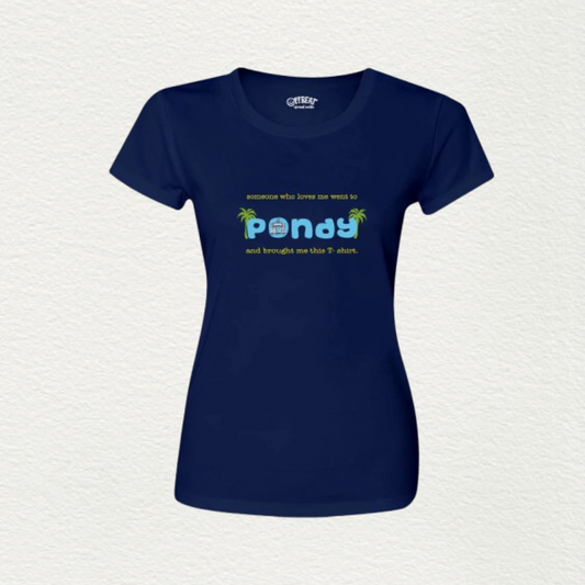 Pondy Half-Sleeve Women T-Shirt - Navy Blue
