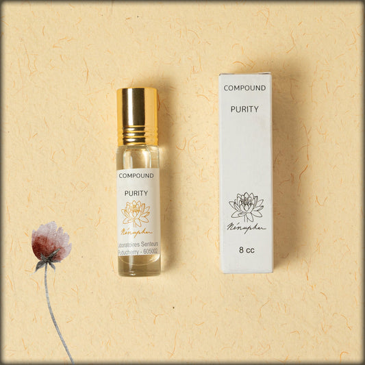 online shopping Purity roll-on perfume oil with a clean and refreshing aroma, skin-friendly natural fragrance oil for everyday wear and travel from sri aurobindo ashram pondicherry