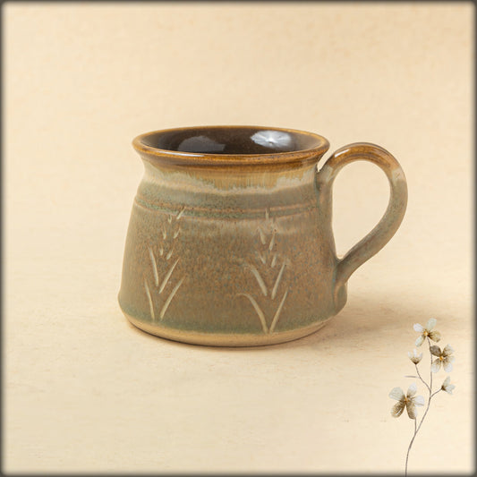 aura rustic olive green mug