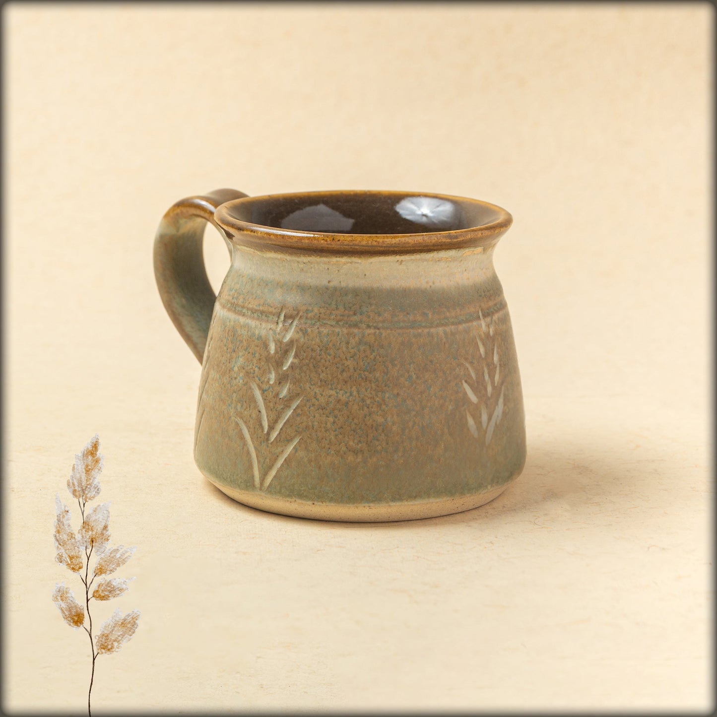 aura rustic olive green mug