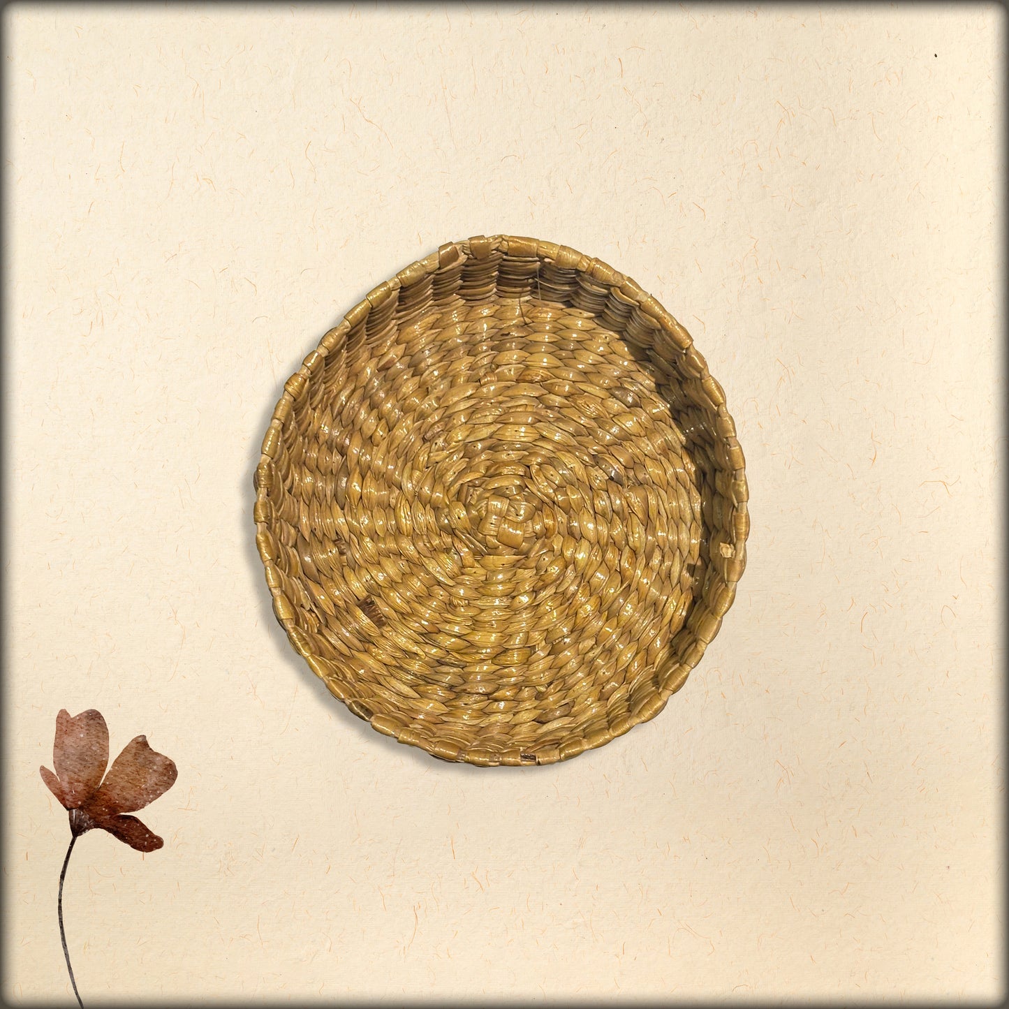 aura handwoven water hyacinth round basket