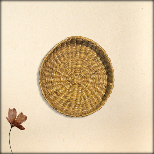 aura handwoven water hyacinth round basket