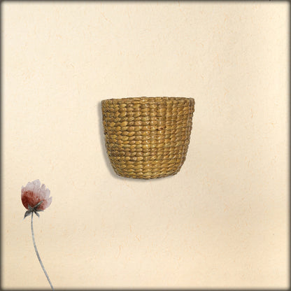 aura handwoven round water hyacinth planter