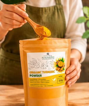 aura organic turmeric powder | golden spice for immunity & wellness
