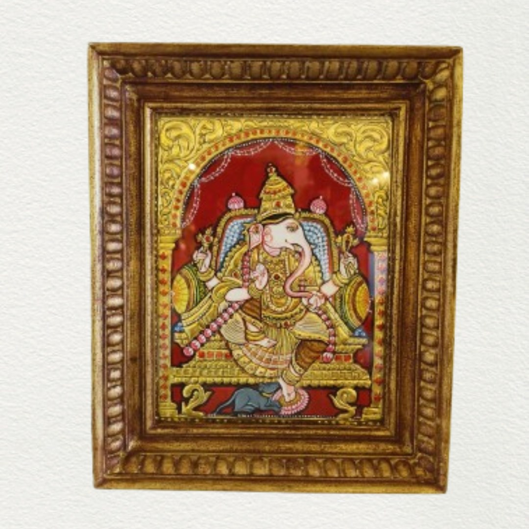 Sitting Ganesha Tanjore Painting