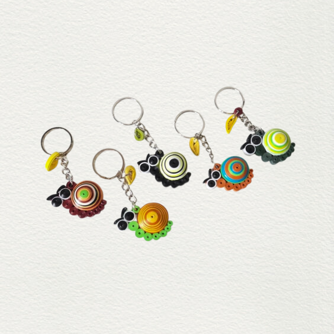 Snail Paper Quilled Fun Designed Keychain