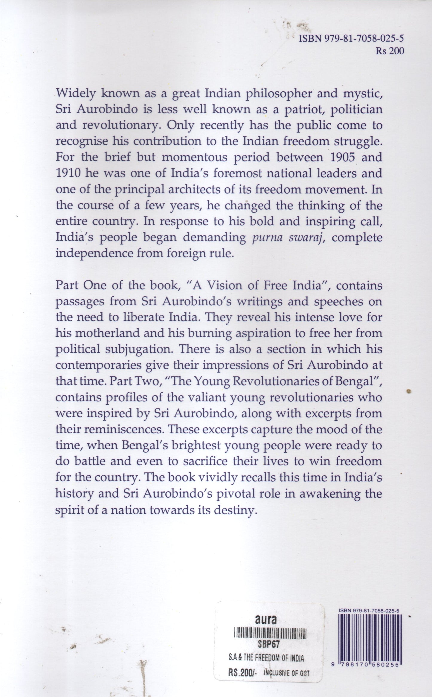 Sri Aurobindo And The Freedom Of India