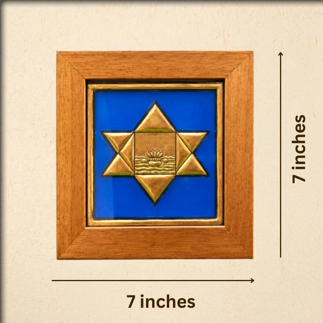 buy now the symbol of sri aurobindo of pondicherry which is 22 caraat gold leaves in the frame at aura store pondicherry