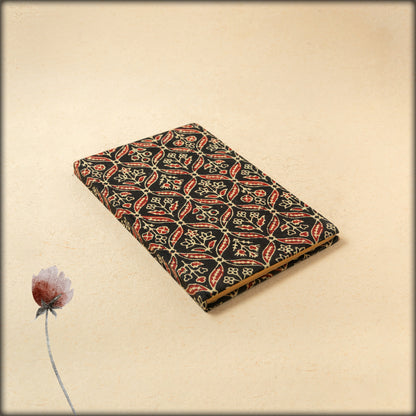 aura hand-blocked floral ajrakh fabric handmade journal