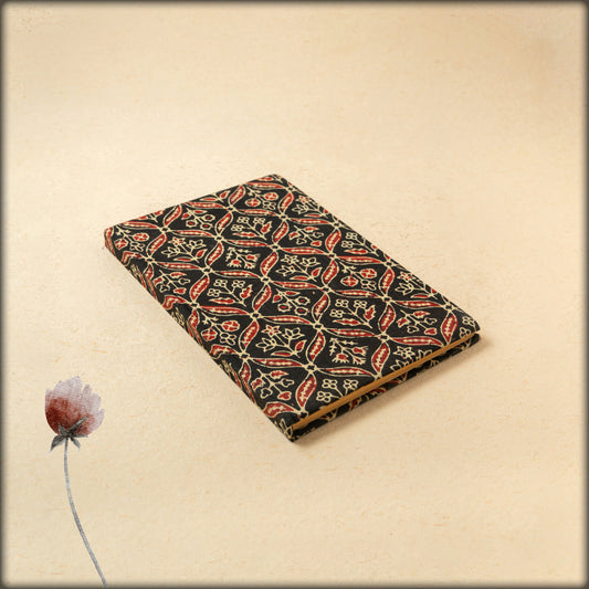 aura hand-blocked floral ajrakh fabric handmade journal