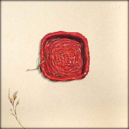 recycled square paper basket (red)