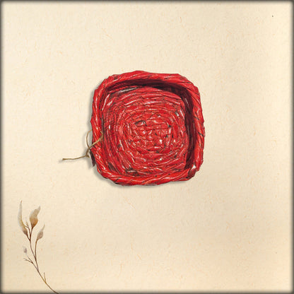 recycled square paper basket (red)