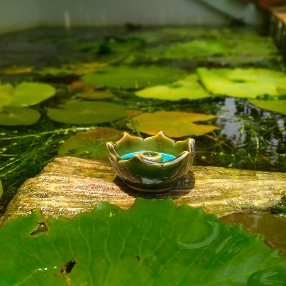 Handmade Ceramic Incense Holder Lotus Design - Small