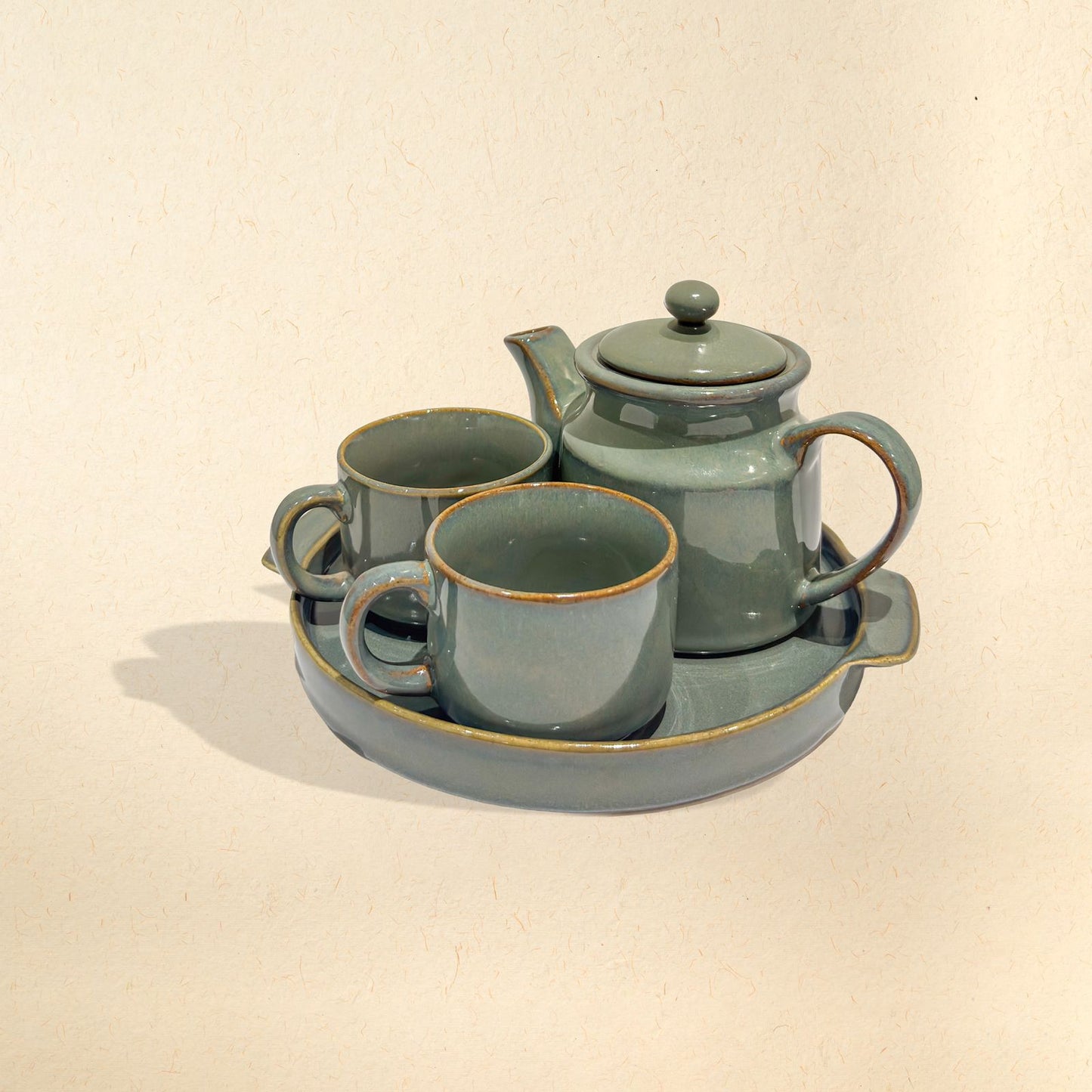 aura celadon green ceramic kettle 2-piece set