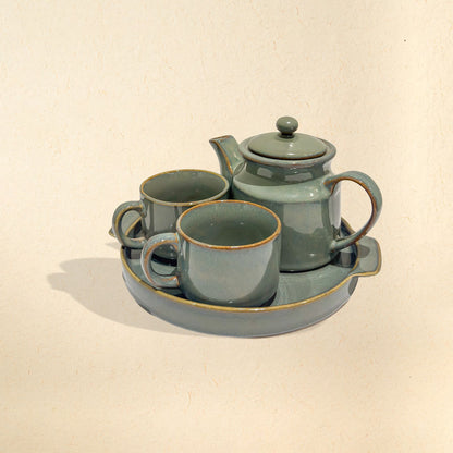aura celadon green ceramic kettle 2-piece set