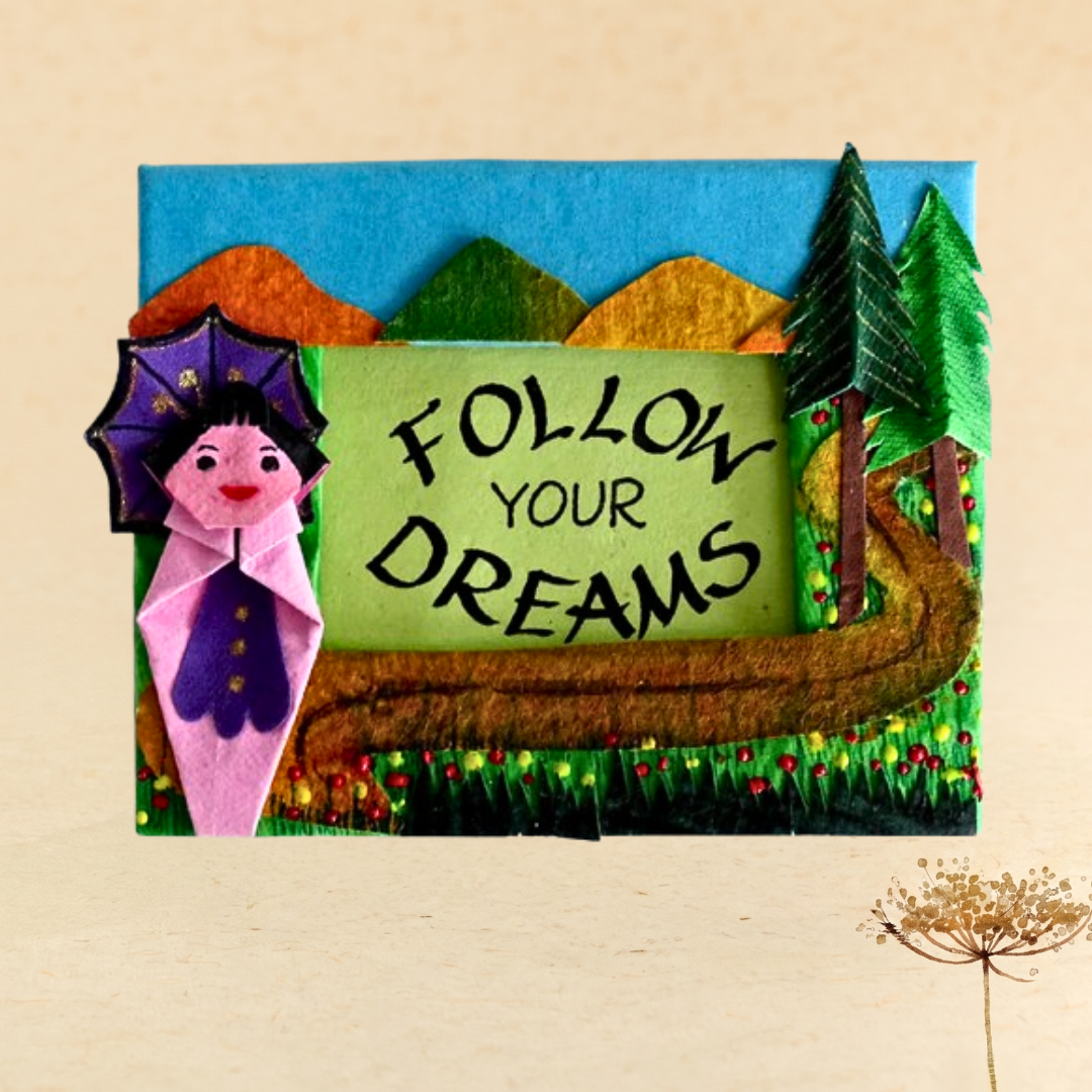 pretty doll with quote eco-friendly paper multicolored magnetic decors + photo frame