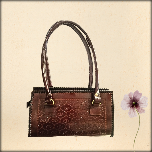 aura women's embossed leather shoulder bag | vintage & handcrafted