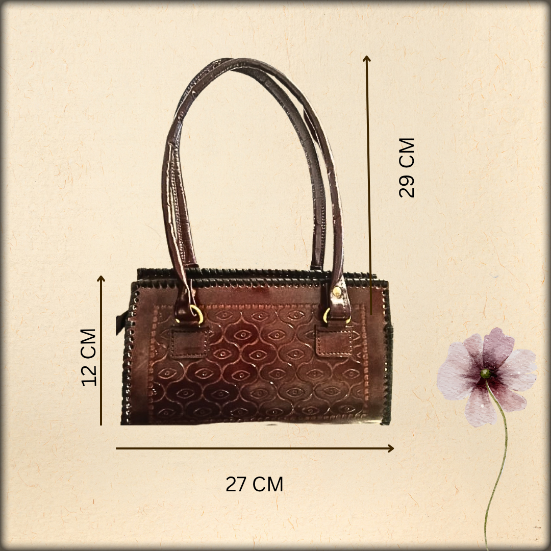 aura women's embossed leather shoulder bag | vintage & handcrafted