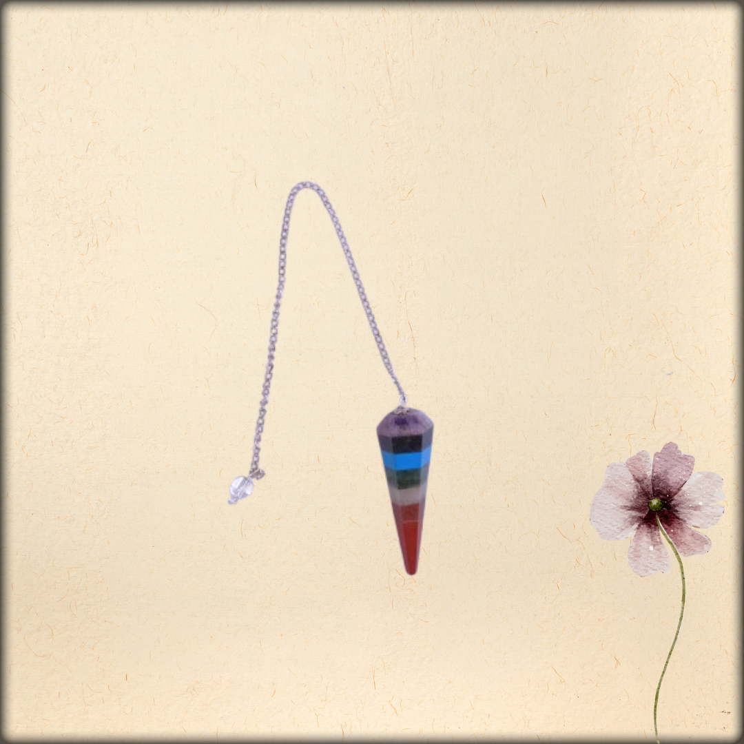 aura seven chakra dowsing cone pendulum | natural crystal healing tool