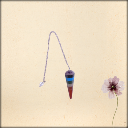 aura seven chakra dowsing cone pendulum | natural crystal healing tool